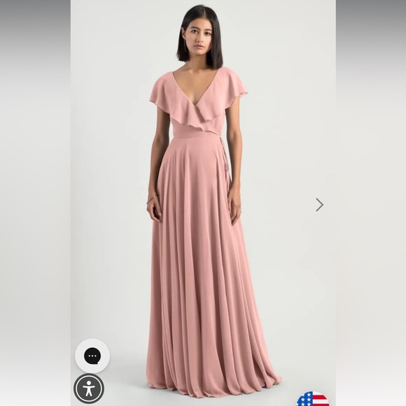 NWT Jenny Yoo Faye wrap dress, rosewater luxe chiffon size 4 unaltered & unworn - Picture 1 of 6